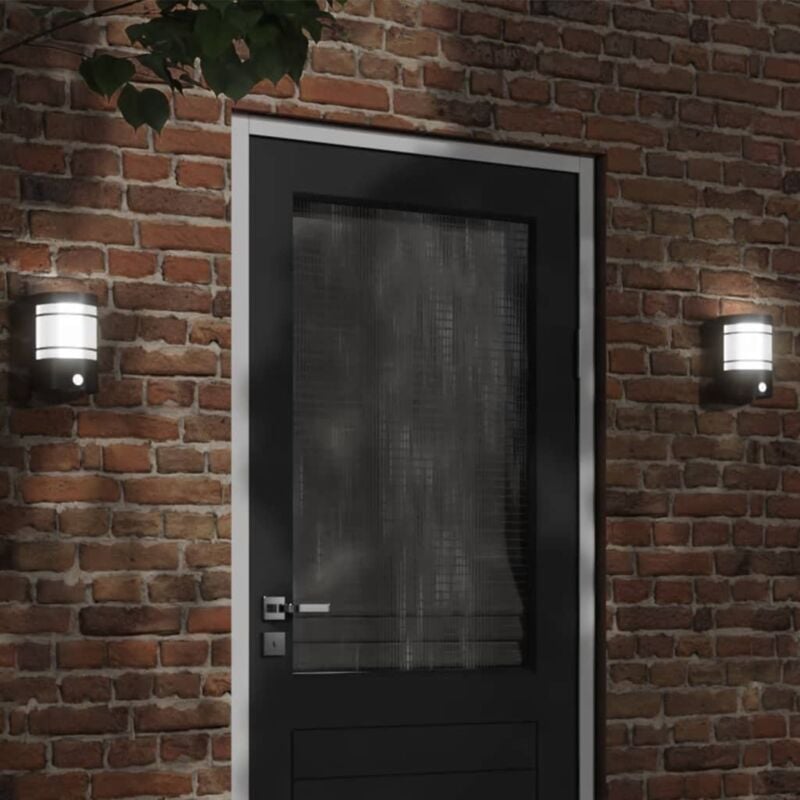 foto del prodotto vidaxl applique da esterno con sensore nera in acciaio inossidabile