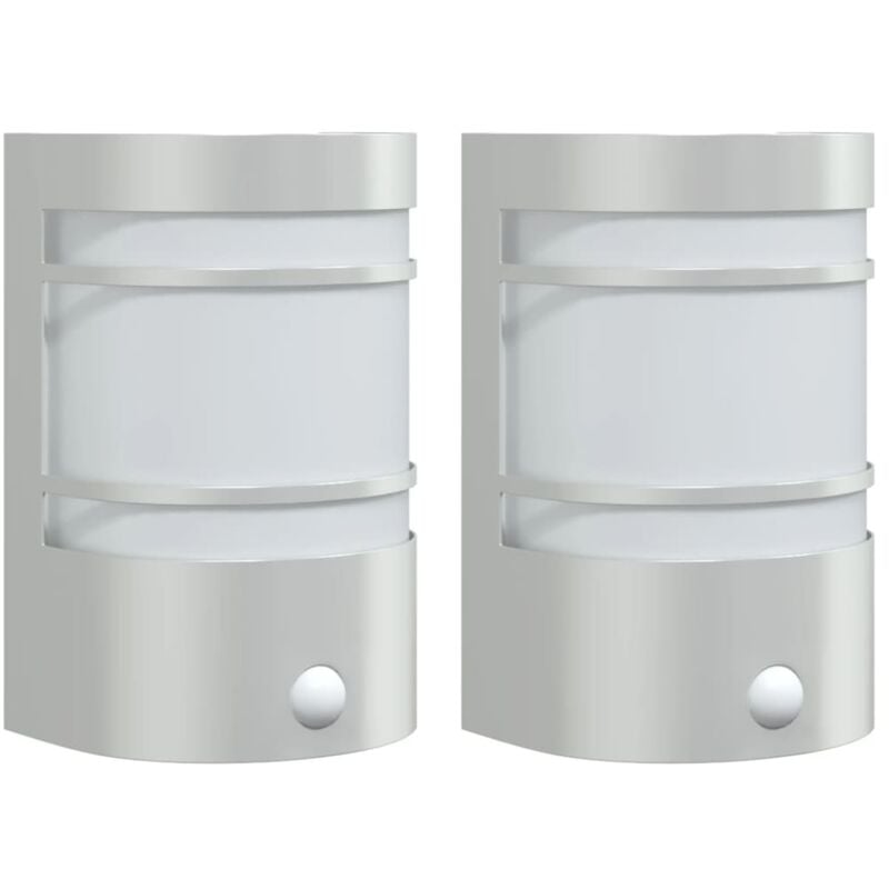 foto del prodotto vidaxl applique per esterno con sensore 2 pz argento in acciaio inox