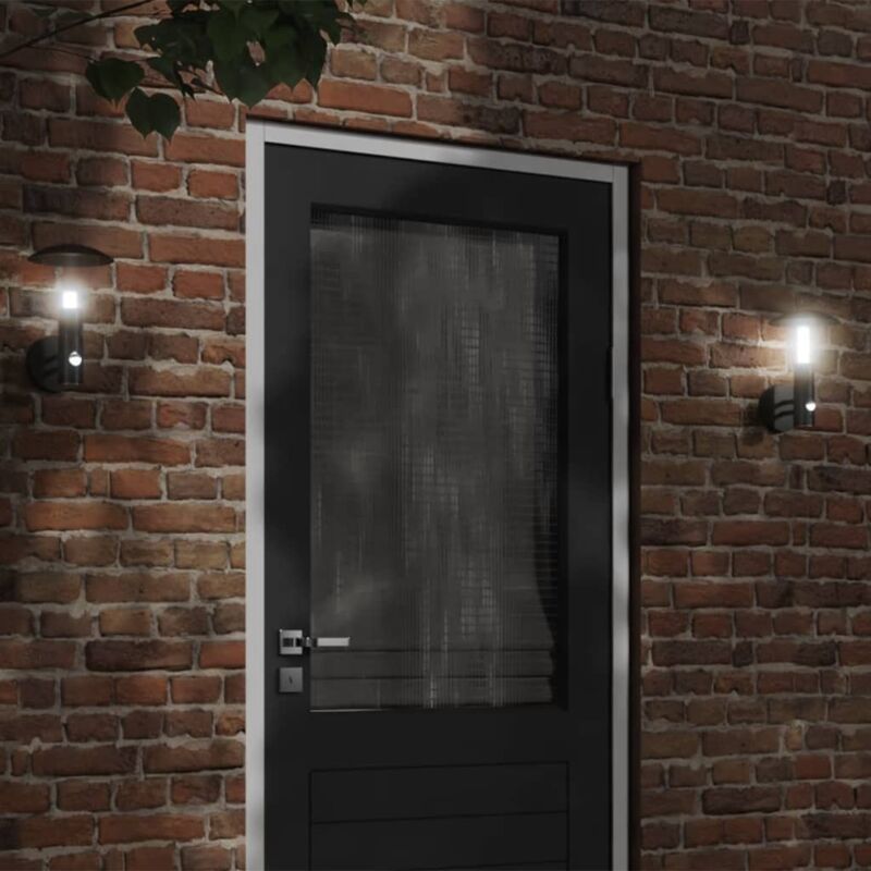 foto del prodotto vidaxl applique per esterno con sensore 2 pz nere in acciaio inox