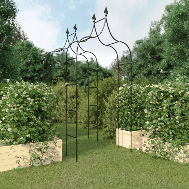 foto del prodotto vidaxl archi da giardino 2 pz neri 120x38x260 cm acciaio