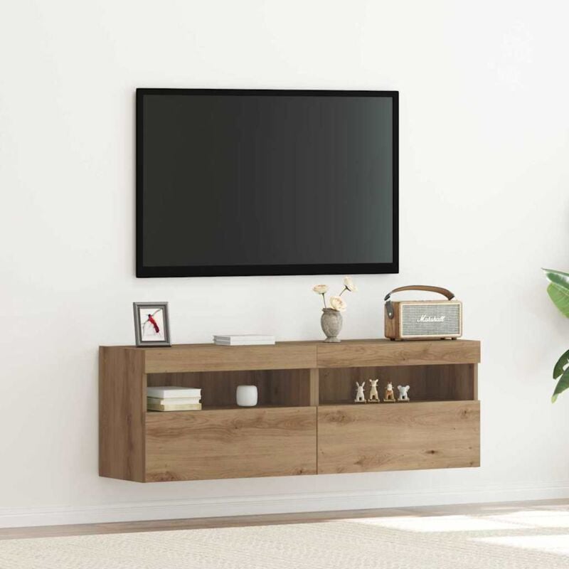 foto del prodotto vidaxl armadi per tv con luci led 2 pz rovere artigianale 60x30x40 cm