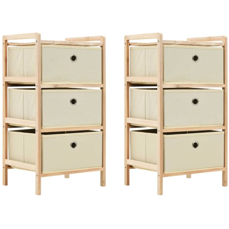 foto del prodotto vidaxl armadietti 2 pz con cesti in tessuto e legno di cedro beige vari modelli modelli con 3 cesti