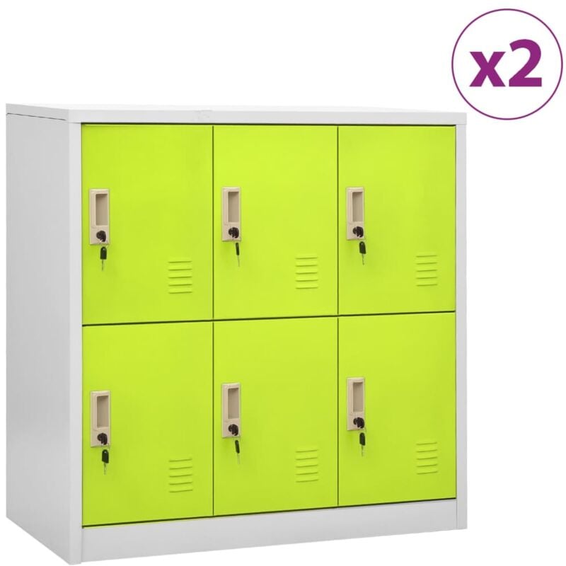 foto del prodotto vidaxl armadietti chiavi 2pz grigio chiaro verde 90x45x92,5cm acciaio