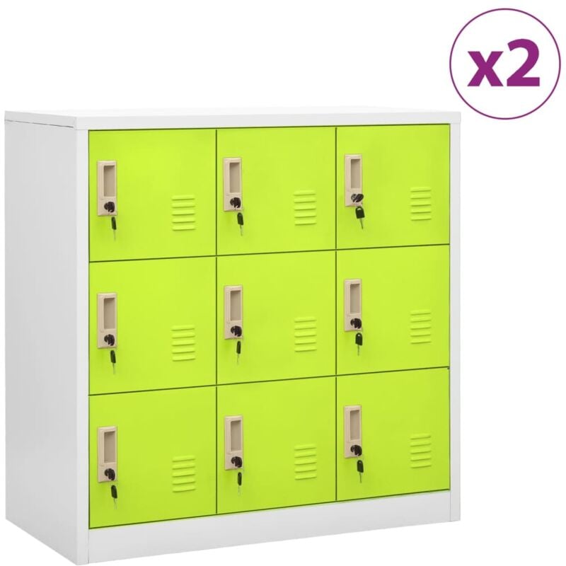 foto del prodotto vidaxl - armadietti chiavi 2pz grigio chiaro verde 90x45x92,5cm acciaio