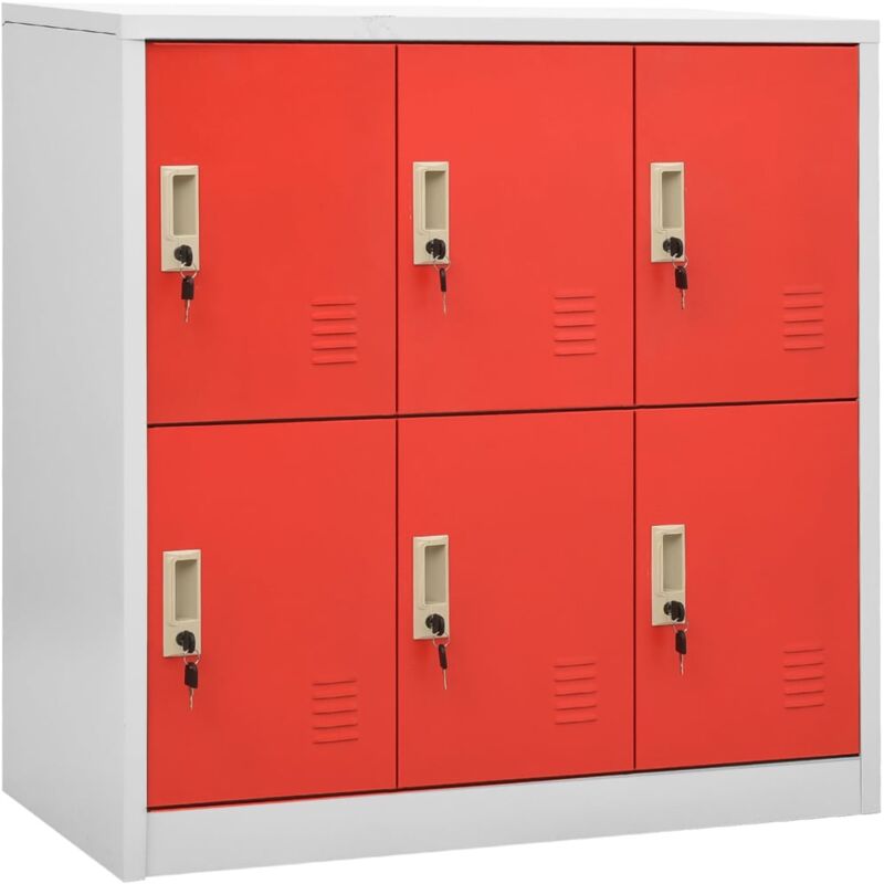 foto del prodotto vidaxl armadietto a chiave grigio chiaro e rosso 90x45x92,5 cm acciaio