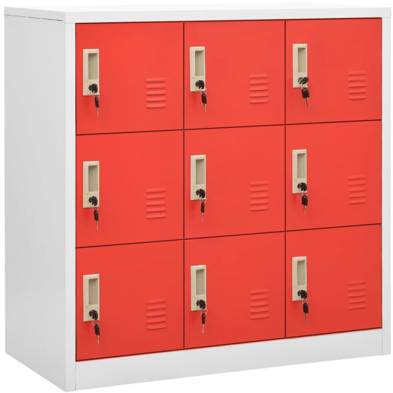 foto del prodotto vidaxl armadietto a chiave grigio chiaro e rosso 90x45x92,5 cm acciaio