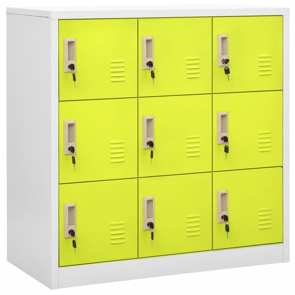 foto del prodotto vidaxl armadietto a chiave grigio chiaro e verde 90x45x92,5 cm acciaio