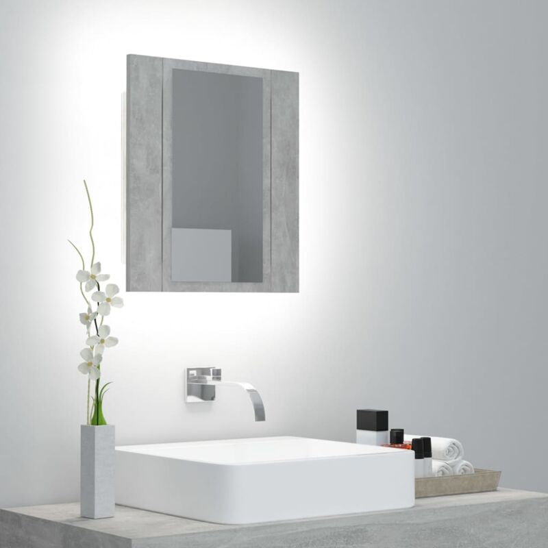 foto del prodotto vidaxl armadietto a specchio con luci led grigio cemento in acrilico