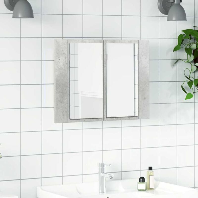 foto del prodotto vidaxl armadietto a specchio con luci led grigio cemento in acrilico