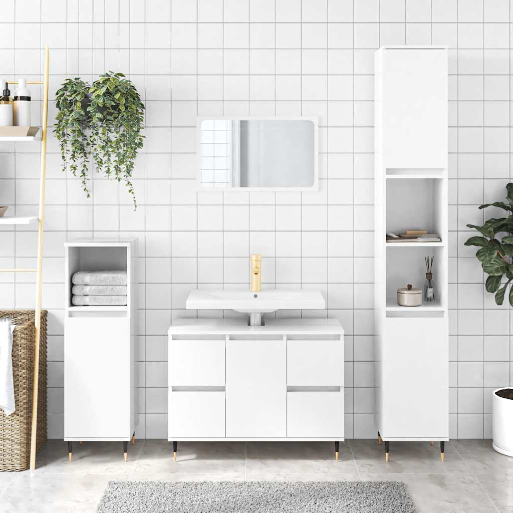foto del prodotto vidaxl armadietto bagno bianco lucido 80x33x60cm in legno multistrato