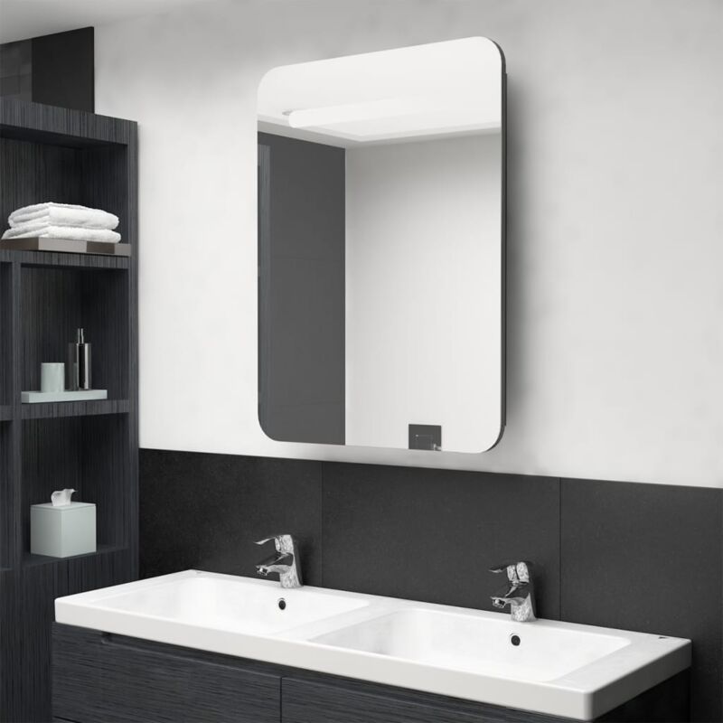 foto del prodotto vidaxl armadietto bagno con specchio e led antracite 60x11x80 cm