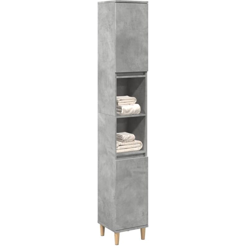 foto del prodotto vidaxl armadietto bagno grigio cemento 30x30x190 cm legno multistrato