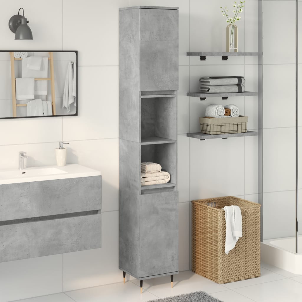 foto del prodotto vidaxl armadietto bagno grigio cemento 30x30x190 cm legno multistrato