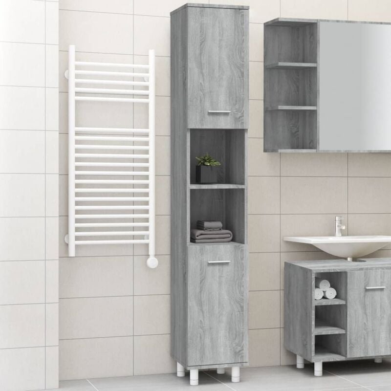 foto del prodotto vidaxl armadietto bagno grigio sonoma 30x30x179cm in legno multistrato