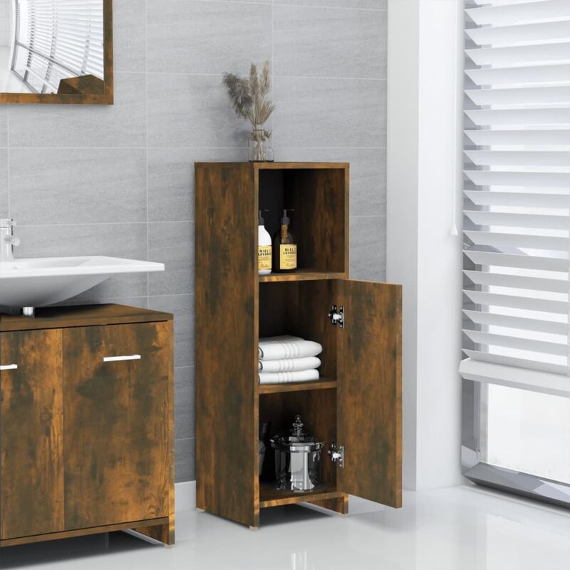 foto del prodotto vidaxl armadietto bagno rovere fumo 30x30x95 cm in legno multistrato
