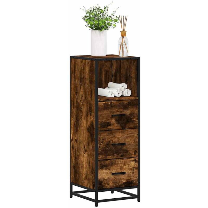 foto del prodotto vidaxl armadietto bagno rovere fumo 35x37,5x100cm in legno multistrato