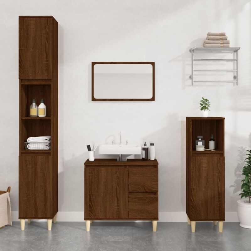 foto del prodotto vidaxl armadietto bagno rovere marrone 30x30x100 cm legno multistrato