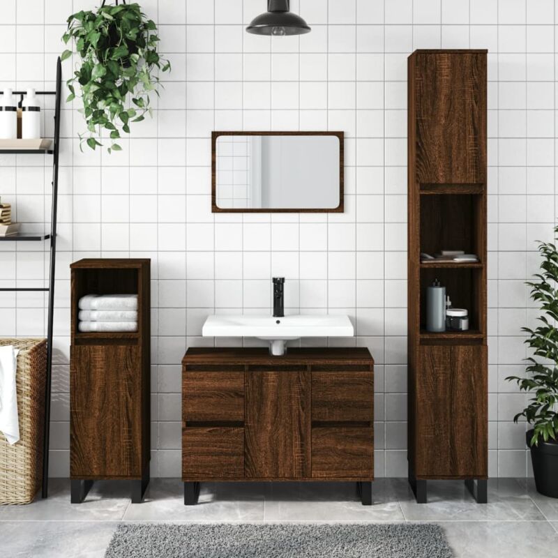 foto del prodotto vidaxl armadietto bagno rovere marrone 30x30x100 cm legno multistrato