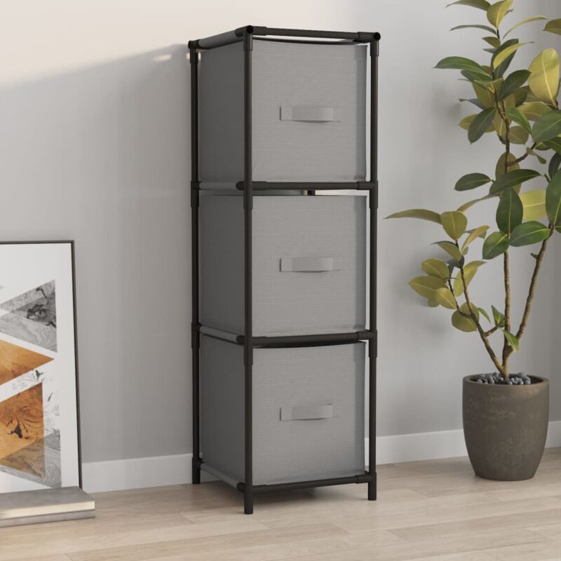 foto del prodotto vidaxl armadietto con 3 cassetti in tessuto grigio 34x34x101cm acciaio