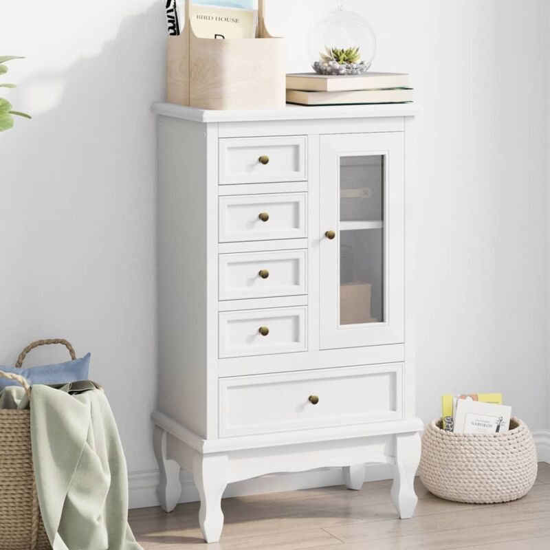foto del prodotto vidaxl armadietto con 5 cassetti e 2 ripiani 53 x 30,5 x 95.5 cm bianco