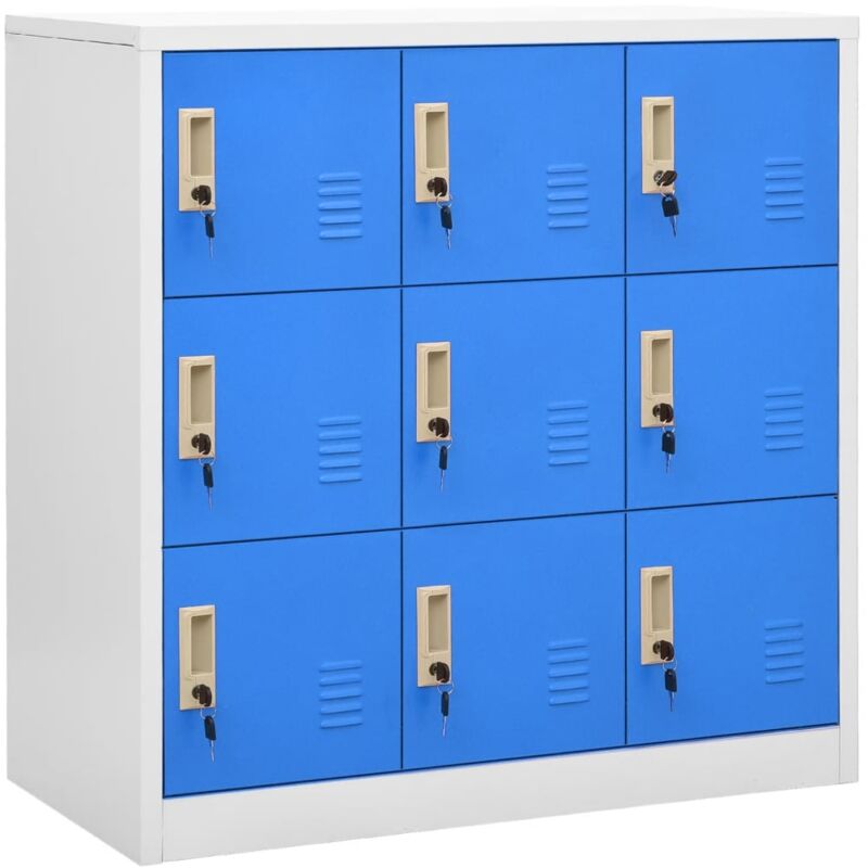 foto del prodotto vidaxl armadietto con chiave grigio chiaro e blu 90x45x92,5 cm acciaio