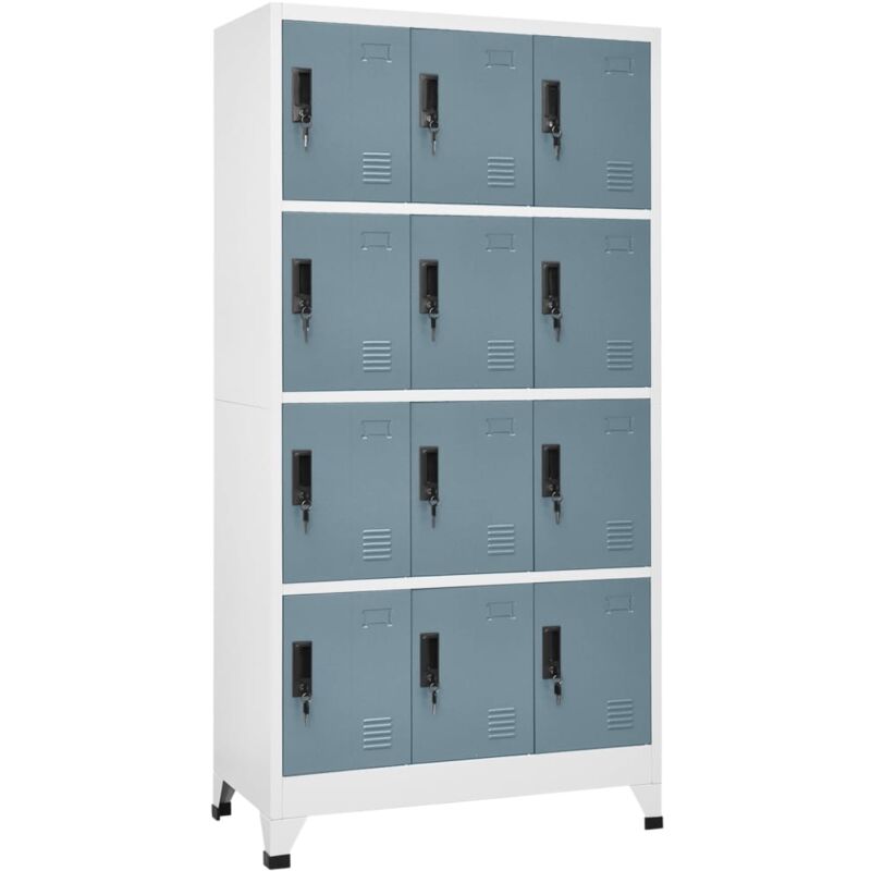 foto del prodotto vidaxl armadietto con chiave grigio chiaro e scuro 90x45x180cm acciaio