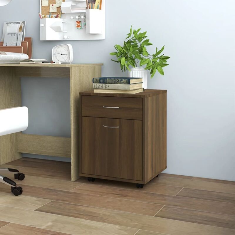 foto del prodotto vidaxl armadietto con ruote rovere marrone 45x38x54 cm in legno