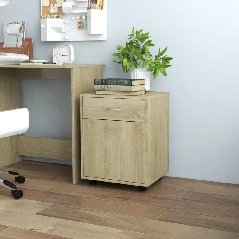 foto del prodotto vidaxl armadietto con ruote rovere sonoma 45x38x54cm legno multistrato