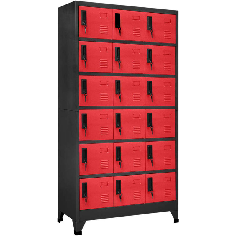 foto del prodotto vidaxl armadietto con serratura antracite e rosso 90x40x180cm acciaio