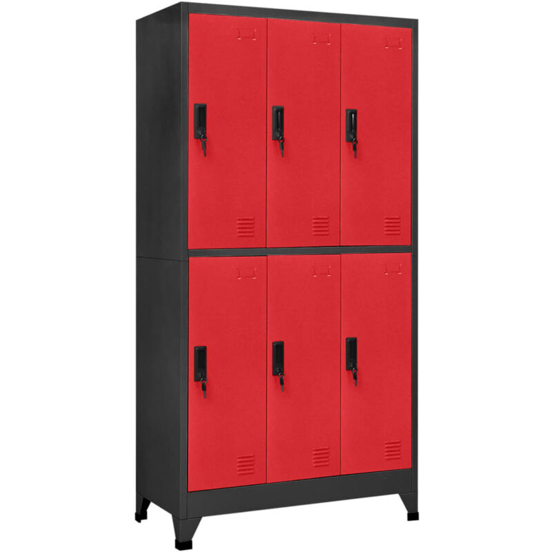 foto del prodotto vidaxl armadietto con serratura antracite e rosso 90x45x180cm acciaio