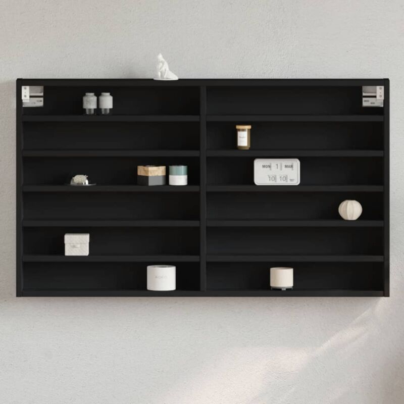 foto del prodotto vidaxl armadietto con vetrina nero 100x8,5x58 cm in legno multistrato