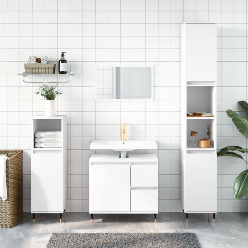 foto del prodotto vidaxl armadietto da bagno bianco 30x30x190 cm in legno multistrato
