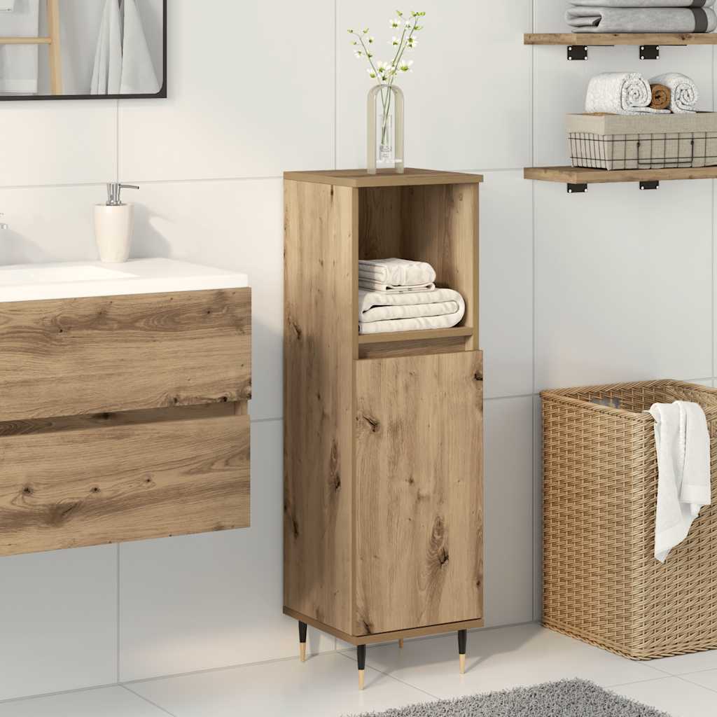 foto del prodotto vidaxl armadietto da bagno rovere artigianale 30x30x100 cm truciolato