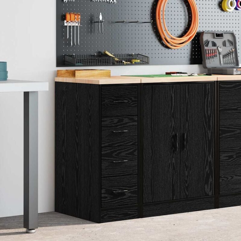 foto del prodotto vidaxl armadietto da garage nero 30x51x85 cm in legno massello di pino