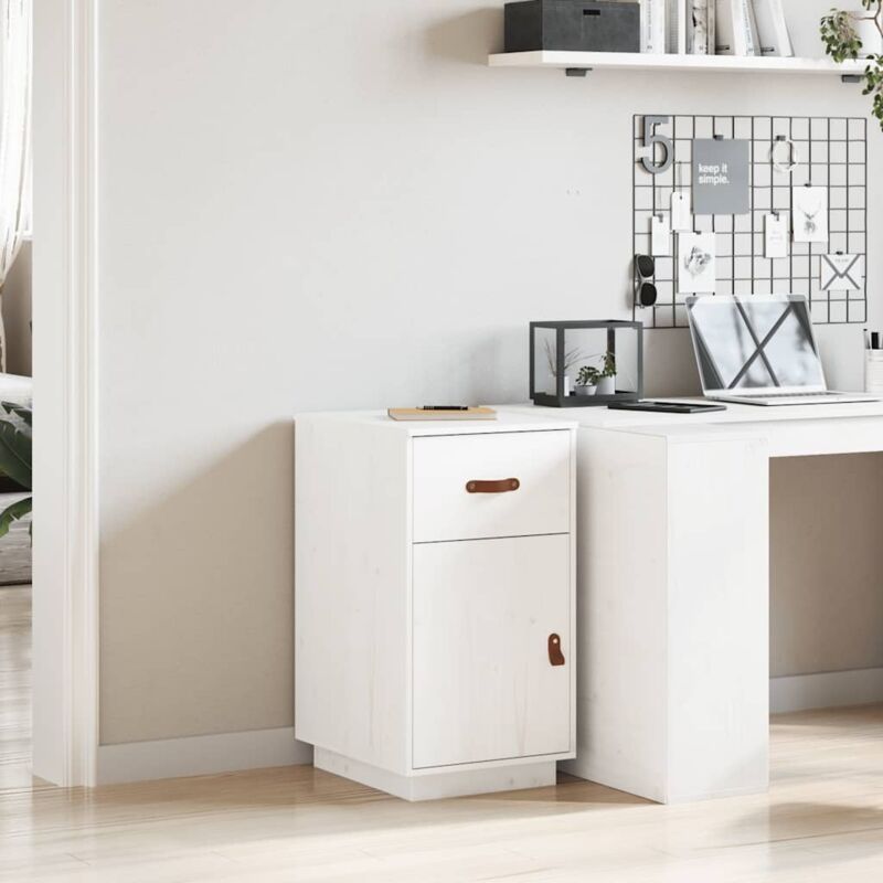 foto del prodotto vidaxl armadietto da scrivania bianco 40x50x75 cm legno massello pino