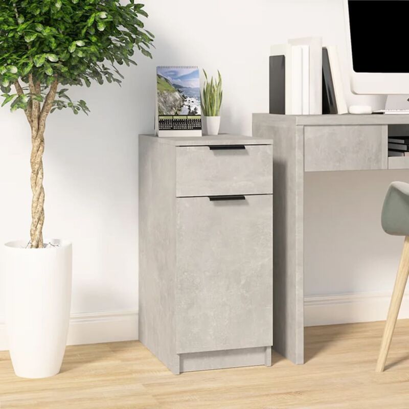 foto del prodotto vidaxl armadietto da scrivania grigio cemento 33,5x50x75 cm legno