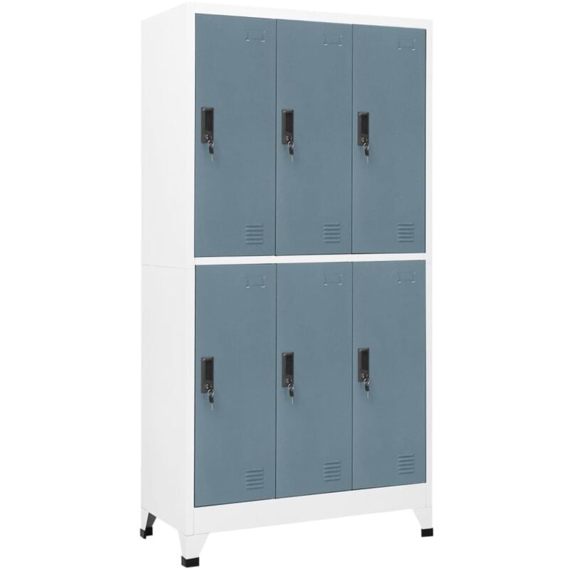 foto del prodotto vidaxl armadietto in acciaio 6 scomparti con chiavi 90x45x180cm vari colori colore grigio chiaro e grigio scuro