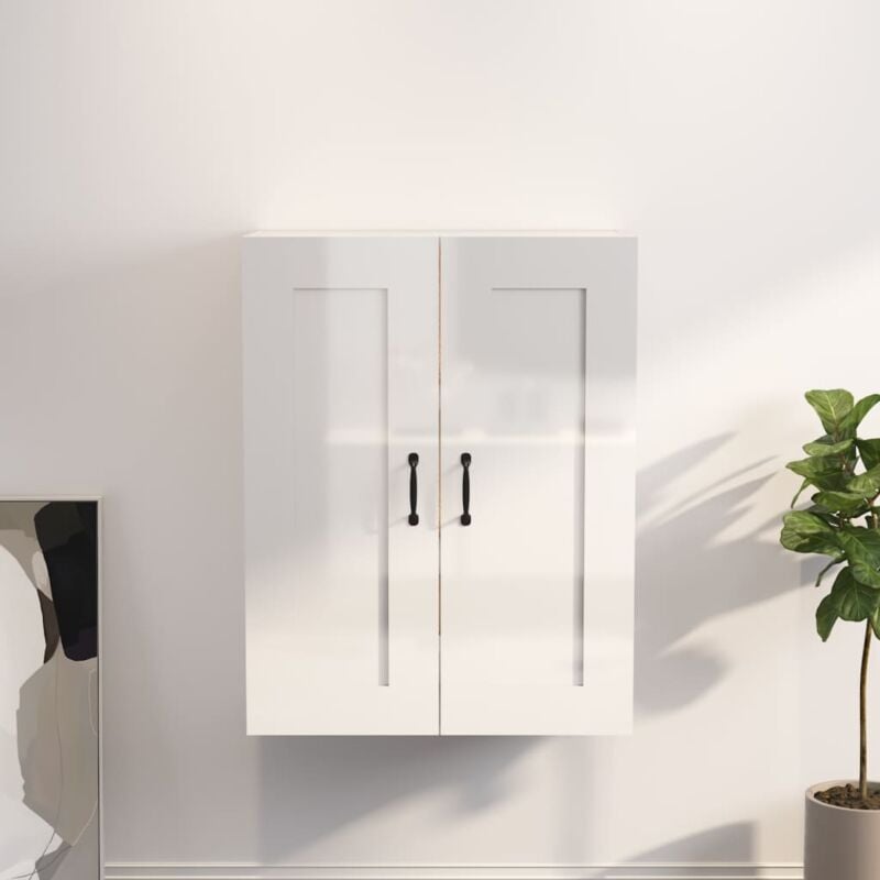 foto del prodotto vidaxl armadietto pensile a parete bianco lucido 69,5x32,5x90 cm