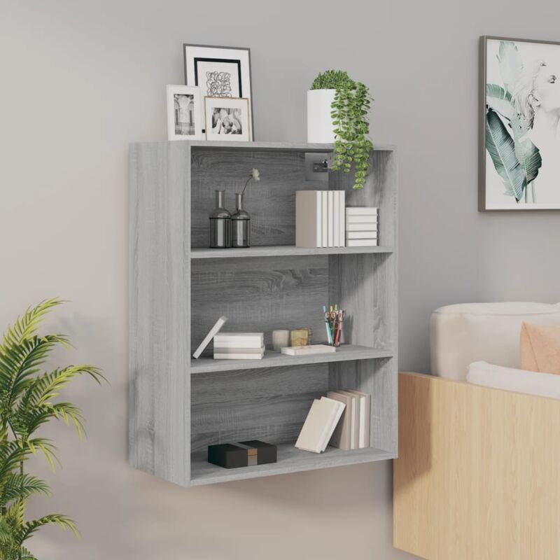 foto del prodotto vidaxl armadietto pensile a parete grigio sonoma 69,5x32,5x90 cm
