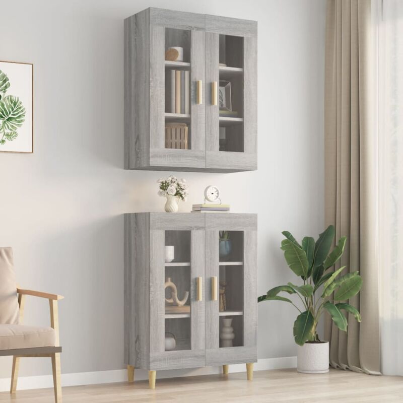 foto del prodotto vidaxl armadietto pensile a parete grigio sonoma 69,5x34x90 cm