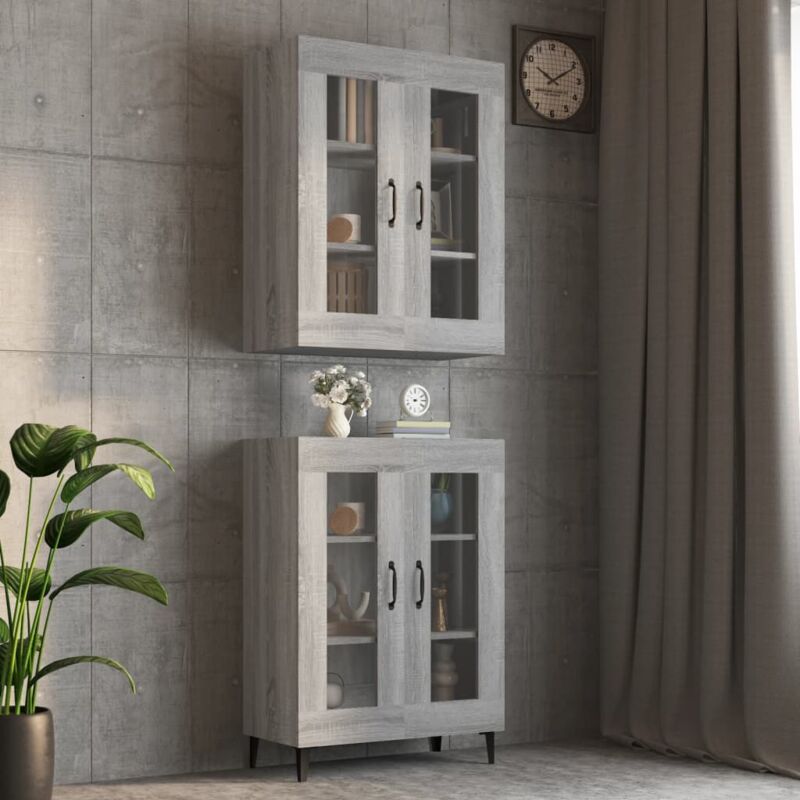 foto del prodotto vidaxl armadietto pensile a parete grigio sonoma 69,5x34x90 cm