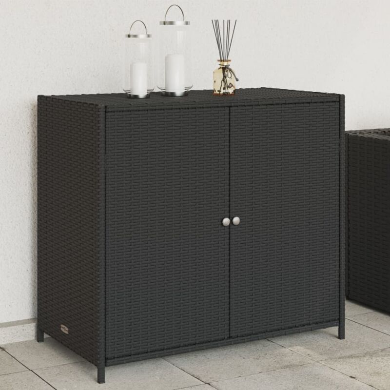 foto del prodotto vidaxl armadietto portaoggetti da giardino nero 83x45x76 cm polyrattan