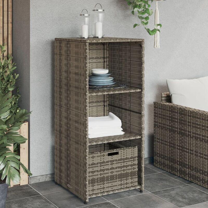 foto del prodotto vidaxl armadietto portaoggetti giardino grigio 50x55x115cm polyrattan