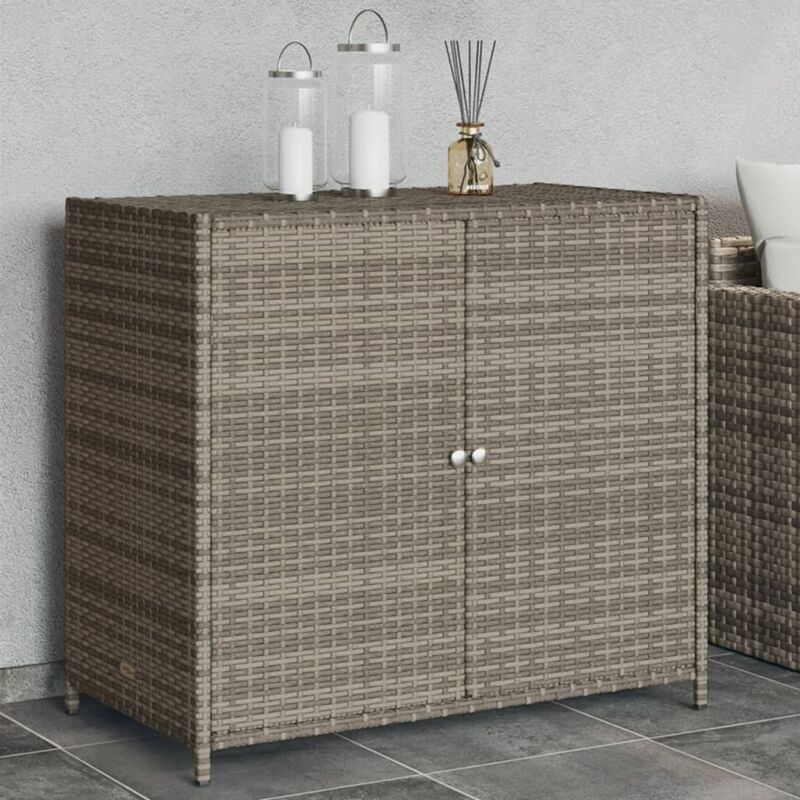 foto del prodotto vidaxl armadietto portaoggetti giardino grigio 83x45x76 cm polyrattan
