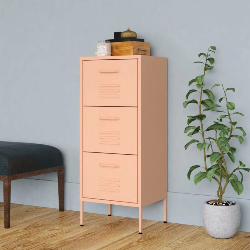 foto del prodotto vidaxl armadietto rosa 42,5x35x101,5 cm in acciaio
