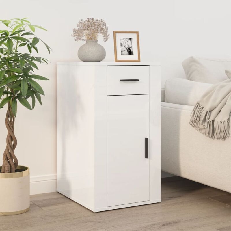 foto del prodotto vidaxl armadietto scrivania bianco lucido 40x49x75cm legno multistrato