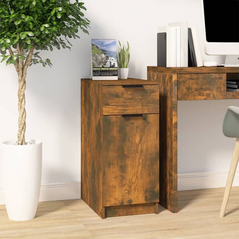 foto del prodotto vidaxl armadietto scrivania rovere fumo 33,5x50x75cm legno multistrato