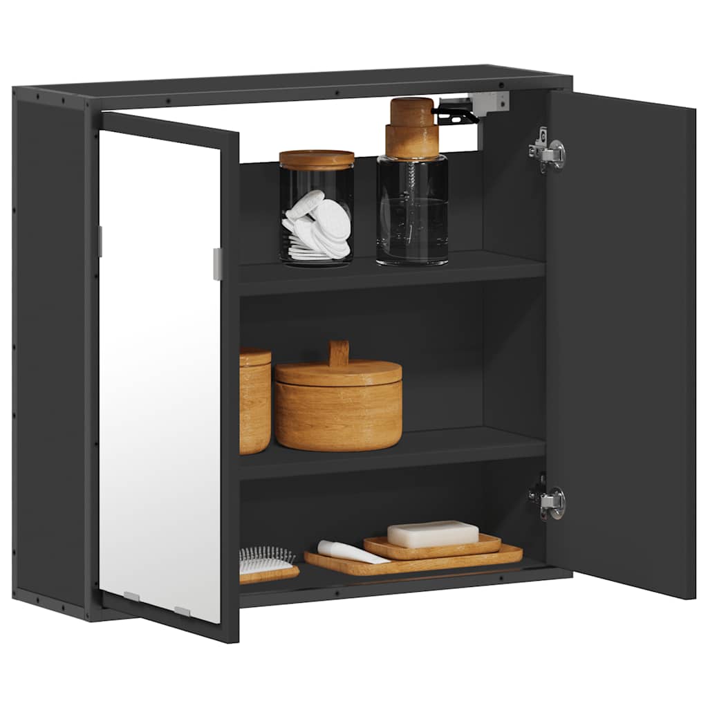 foto del prodotto vidaxl armadietto specchio da bagno nero 65x20x60 cm legno multistrato