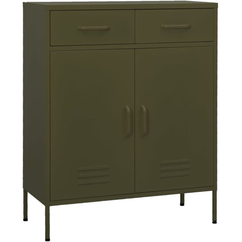 foto del prodotto vidaxl armadietto stile industrial con 2 cassetti e 2 ante vari colori colore verde oliva