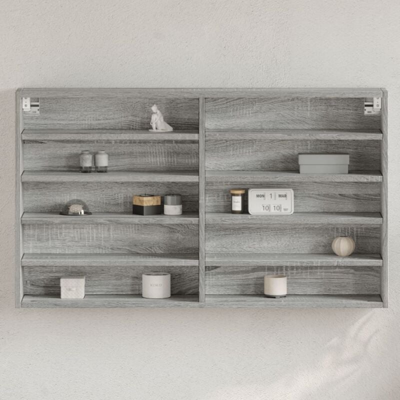 foto del prodotto vidaxl armadietto vetrina grigio sonoma 100x15x58 cm legno multistrato